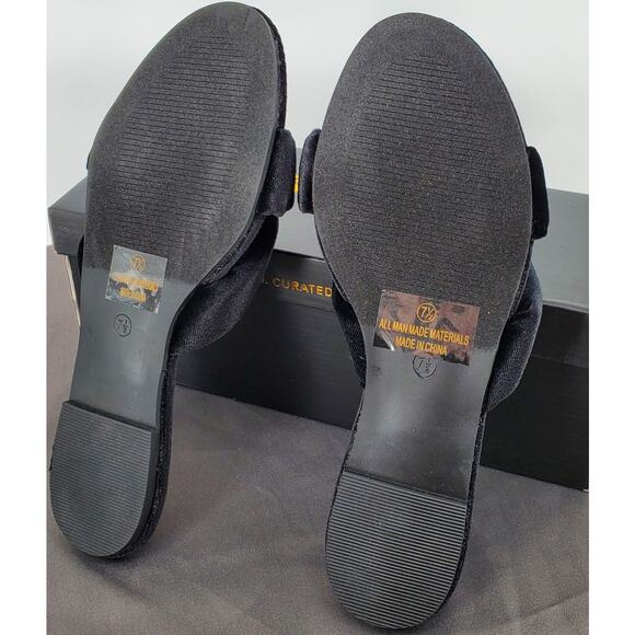 Lulus Velvet Shadee Knot Slide Sandals Black Womens Size 7.5 New - Picture 5 of 8
